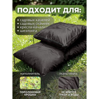 Матрас для садовой мебели и качелей 180х60х14 см, съёмный чехол, черный. Под заказ Матрас для садовой мебели и качелей 180х60х14 см, съёмный чехол, черный. Под заказ